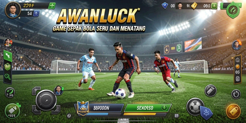 Tampilan menarik saat gameplay sepak bola di AWANLUCK.