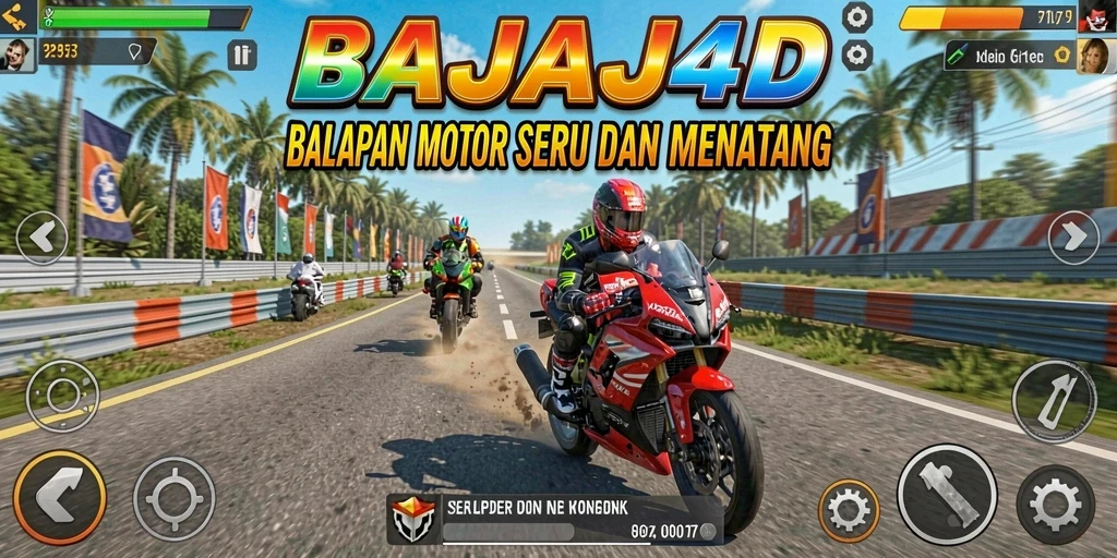 Gameplay seru dalam balapan motor yang menantang.