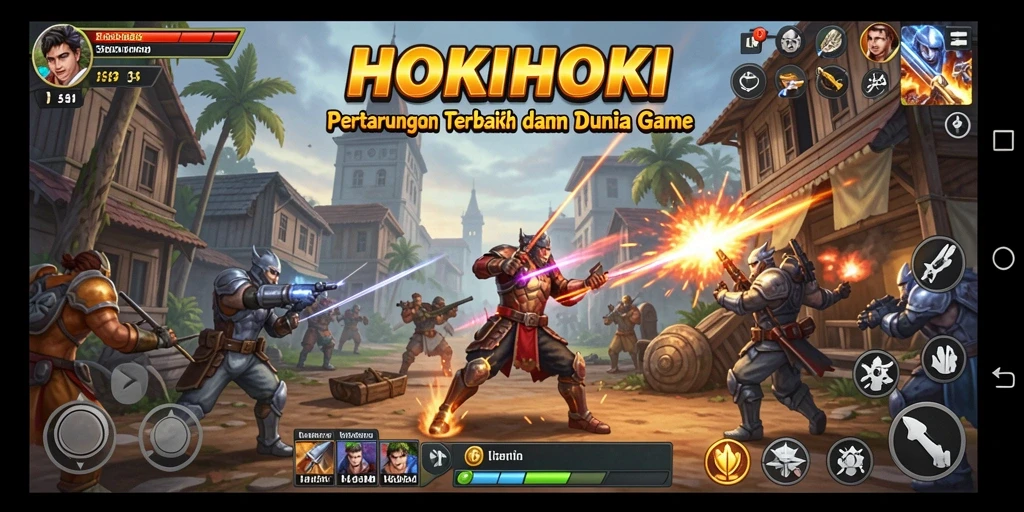 Screenshot HOKIHOKI menampilkan karakter bertarung dengan intens.