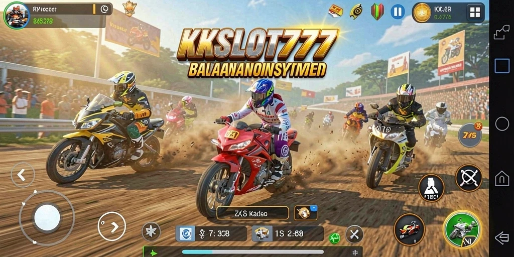 Screenshot gameplay KKSLOT777 yang menampilkan balapan seru.