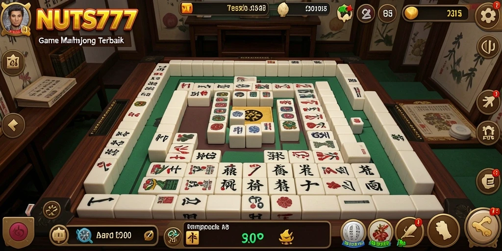 Tangkapan layar gameplay NUTS777 menampilkan suasana seru permainan Mahjong.