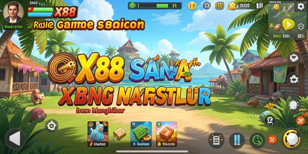 Tampilan gameplay X88 yang ceria dan penuh warna.